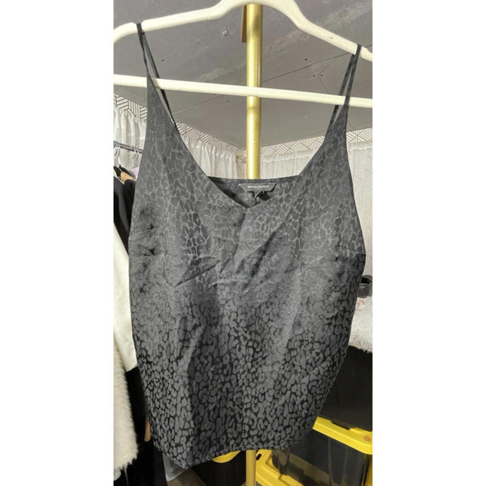Banana Republic Woman's Black Leopard Animal Print Crop Cami Tank Sz MP